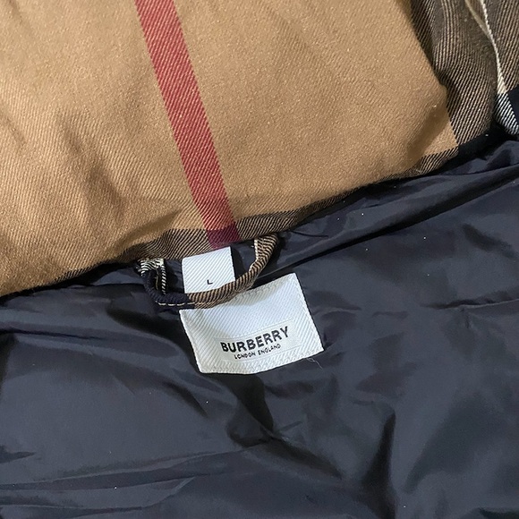 BURBERRY Brown Check Hooded Down Jacket - Picture 11 of 14